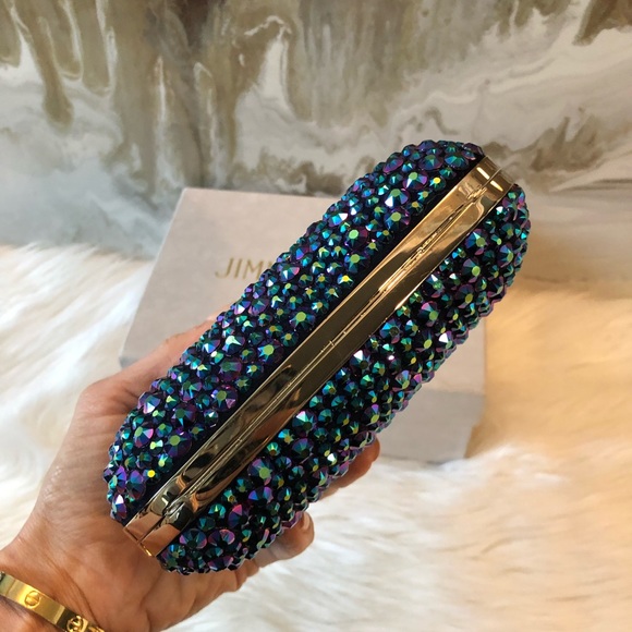 Jimmy Choo Madeline Blue Crystal Cloud Clutch - Picture 4 of 8
